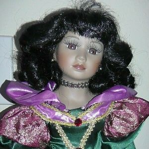 Handcrafted Black Victorian Style Porcelain Doll